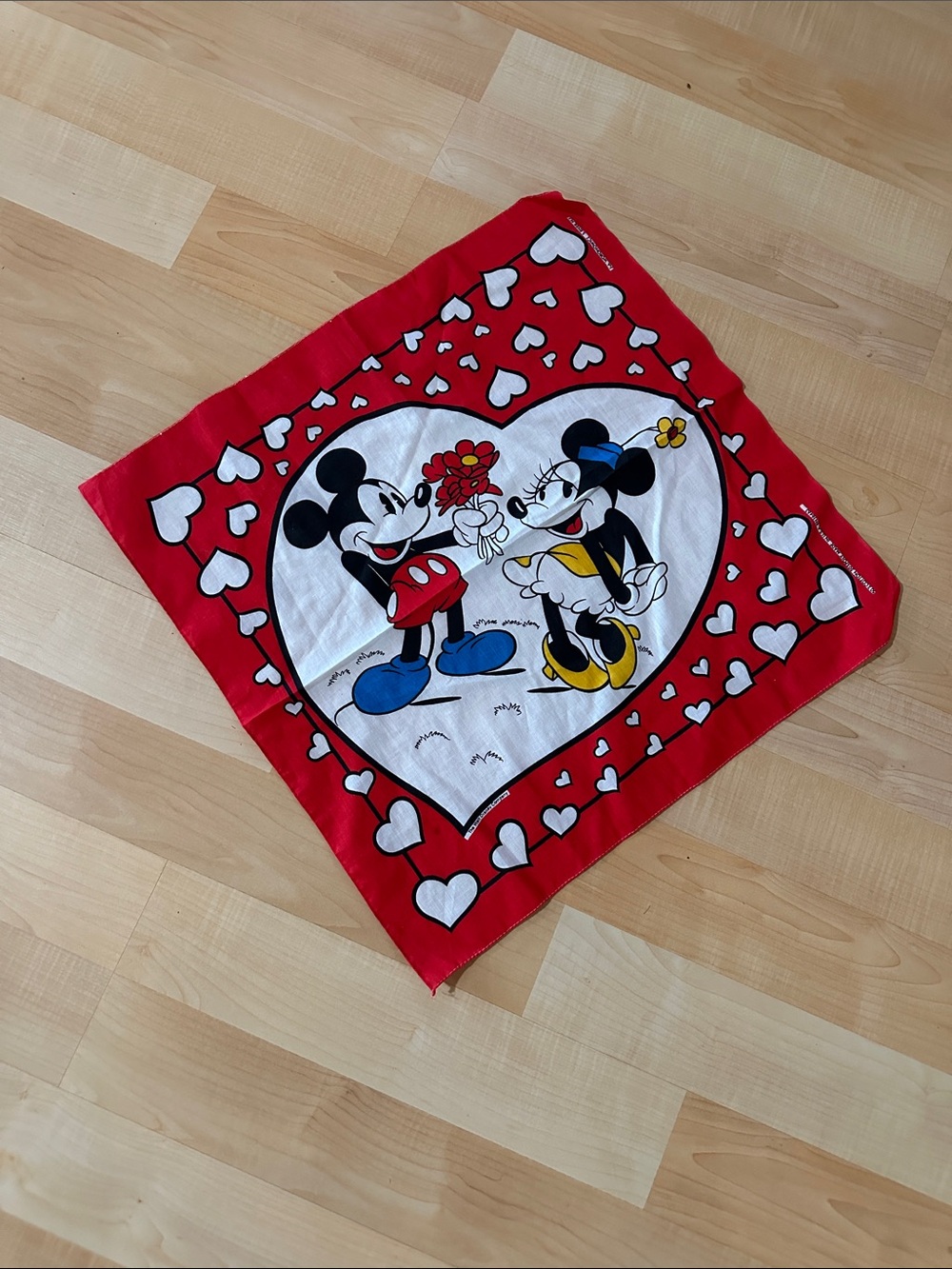Disney Red White Black Mickey & Minnie Heart Bandana